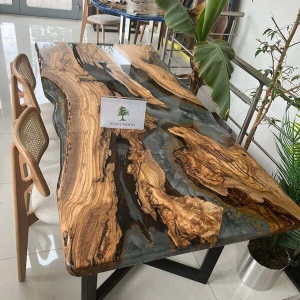 LGT61-Custom live edge epoxy resin dining table