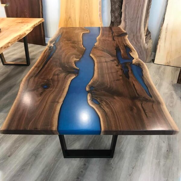 LGT54-Everglade Live Edge Walnut Epoxy River Table