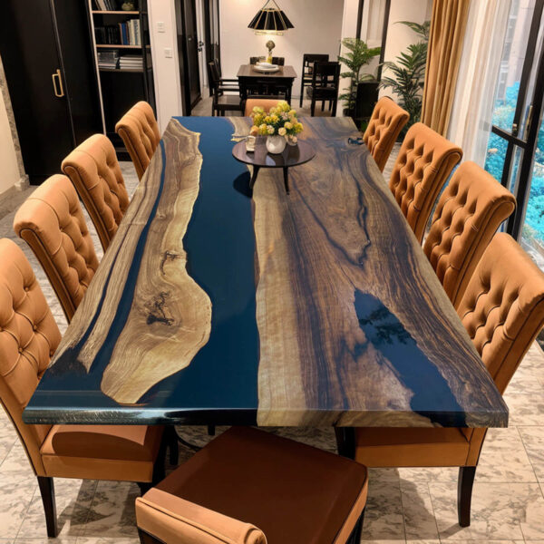 LGT03-Custom Black Walnut Epoxy Resin River Table